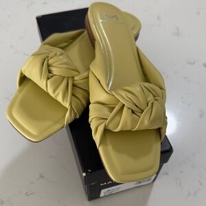 Marc Fisher Mustard Knotted Slide Sandals